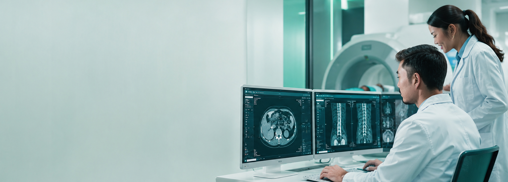 Clinicians reviewing diagnostic imaging in a Singapore medical facility